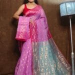 Purplish Pink Soft Copper Joriwork Dhakai Jamdani Saree