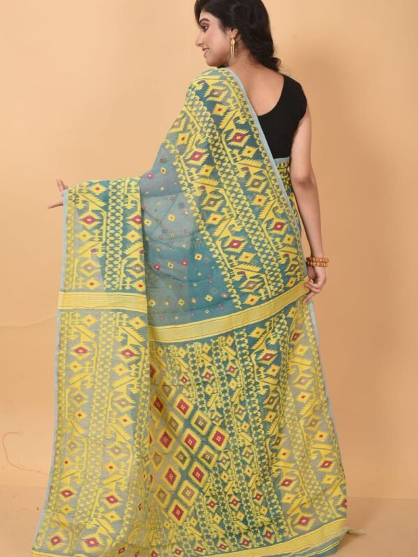 Smalt Blue Soft Dhakai Jamdani Saree