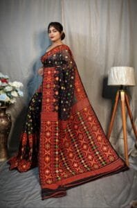 Black Soft Dhakai Jamdani Saree