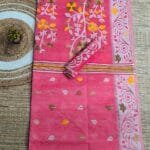 Deep Rose Soft Dhakai Jamdani Saree