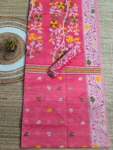 Deep Rose Soft Dhakai Jamdani Saree