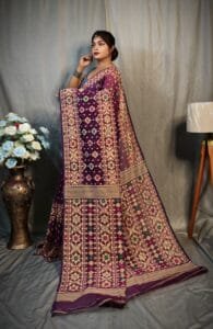Grape Purple Soft Dhakai Jamdani Saree