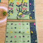 Greenish Grey Soft Dhakai Jamdani Saree