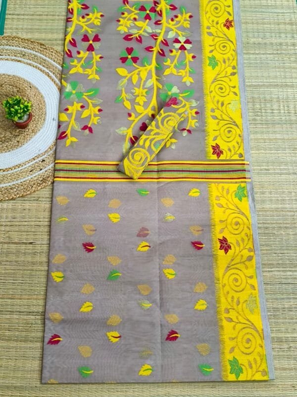 Grey Soft Dhakai Jamdani Saree