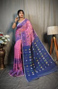 Hot Pink Soft Dhakai Jamdani Saree