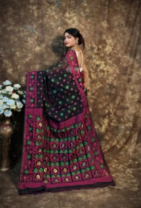 Kusum Koli Allover Black Soft Jamdani Saree - Image 3