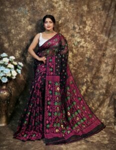 Kusum Koli Allover Black Soft Jamdani Saree