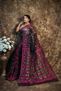 Kusum Koli Allover Black Soft Jamdani Saree