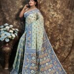 Kusum Koli Allover Greenish Grey Soft Jamdani Saree