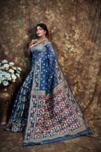 Kusum Koli Allover Light Navy Soft Jamdani Saree