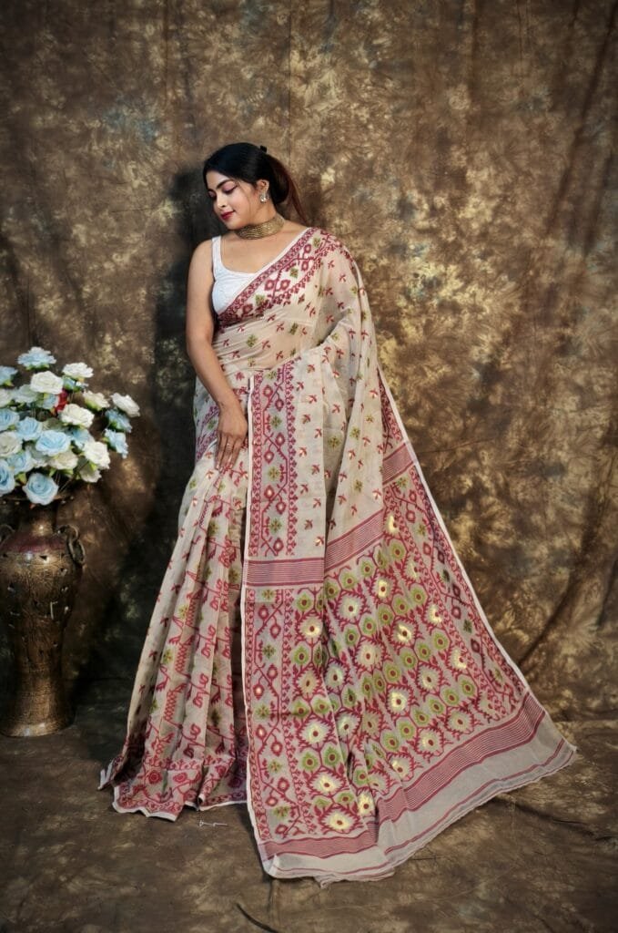 Kusum Koli Allover Mushroom Soft Jamdani Saree