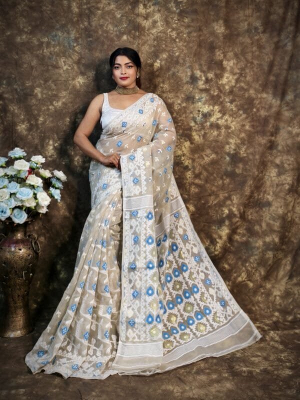 Kusum Koli Allover Mushroom Soft Jamdani Sari