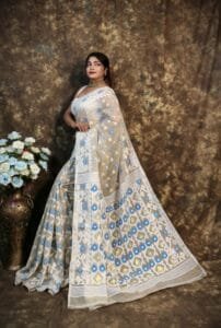 Kusum Koli Allover Mushroom Soft Jamdani Sari