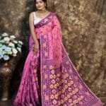 Kusum Koli Allover Persian Pink Soft Jamdani Saree