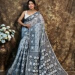 Kusum Koli Allover Rock Blue Soft Jamdani Saree