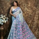 Kusum Koli Allover Shadow Green Soft Jamdani Saree