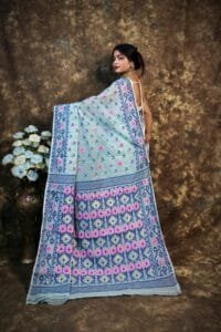 Kusum Koli Allover Shadow Green Soft Jamdani Saree