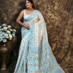 Kusum Koli Allover White Rock Soft Jamdani Saree
