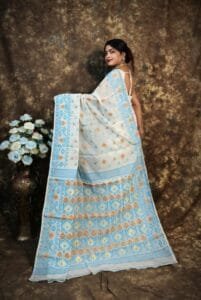 Kusum Koli Allover White Rock Soft Jamdani Saree