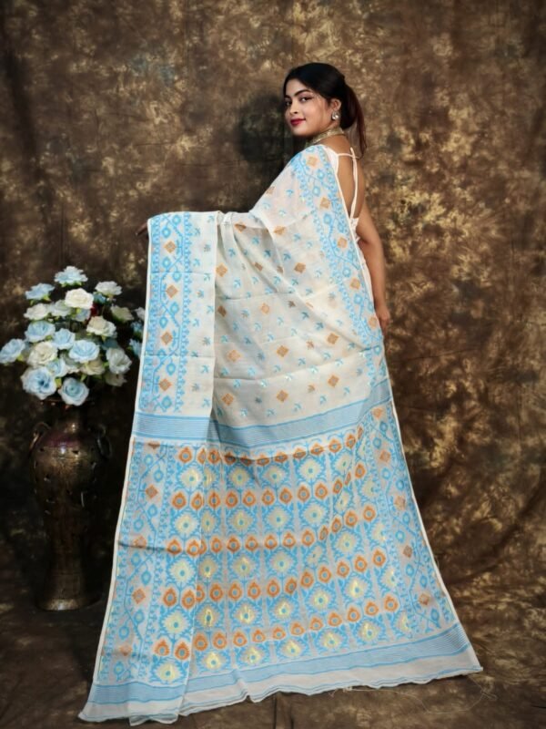 Kusum Koli Allover White Rock Soft Jamdani Saree