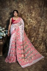 Kusum Koli Allover White Soft Jamdani Saree