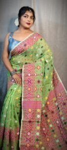 Light Green Soft Dhakai Jamdani Saree