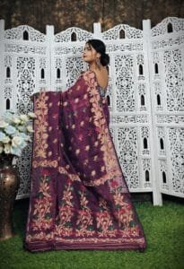Old Mauve Soft Lota Jamdani Saree