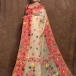 Reddish Orange Soft Lota Jamdani Sari