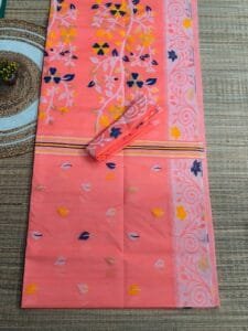 Salmon Pink Soft Dhakai Jamdani Saree