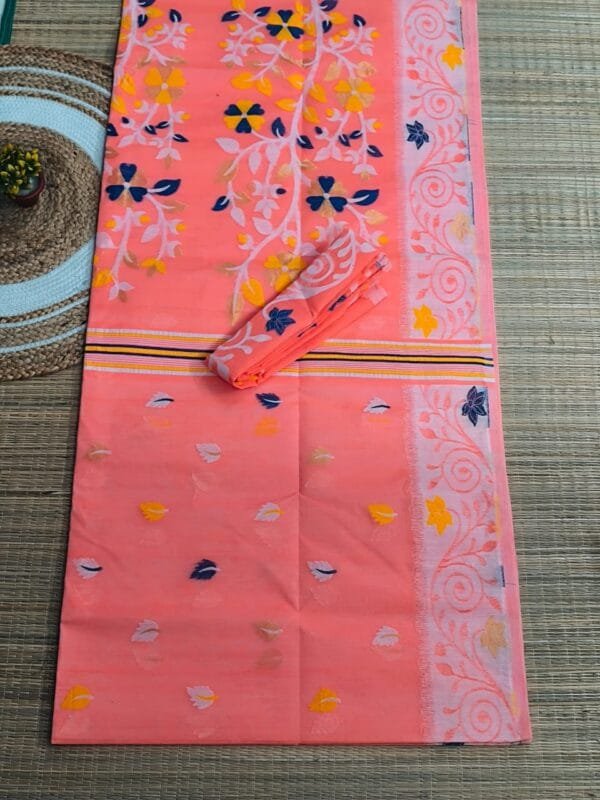 Salmon Pink Soft Dhakai Jamdani Saree