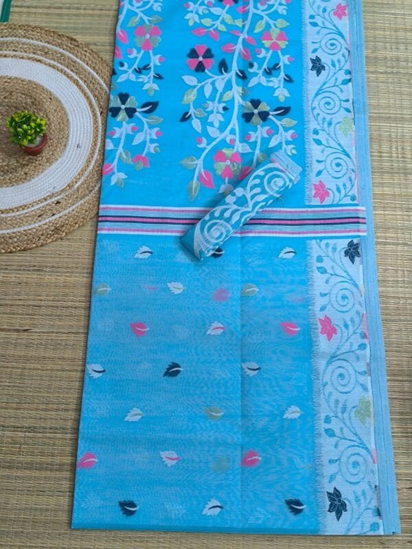 Sky Blue Soft Dhakai Jamdani Saree