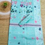 Tiffany Blue Soft Dhakai Jamdani Saree