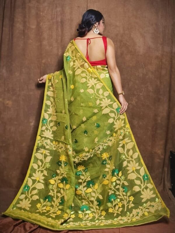 Trendy Green Soft Lota Jamdani Saree