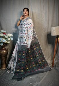 White Soft Dhakai Jamdani Sare