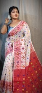 White Soft Dhakai Jamdani Saree