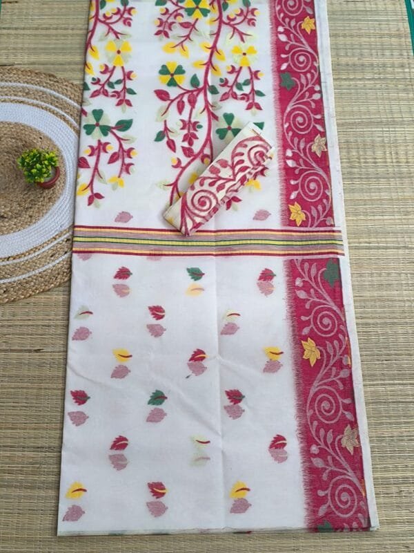 White Soft Dhakai Jamdani Saree