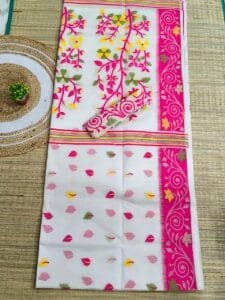 White Soft Dhakai Jamdani Sari