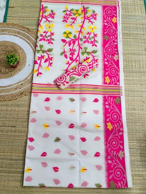 White Soft Dhakai Jamdani Sari