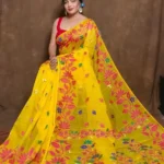 Yellow Red Soft Lota Jamdani 4 e1744087174990