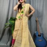 Butterfly Brandy Muga Cotton Unstitched Jamdani Kurti Set