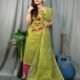 Butterfly Brass Muga Cotton Unstitched Jamdani Kurti Set