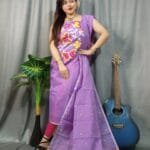 Butterfly Light Purple Muga Cotton Unstitched Jamdani Kurti Set