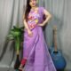 Butterfly Light Purple Muga Cotton Unstitched Jamdani Kurti Set