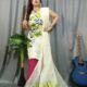 Butterfly White Rock Muga Cotton Unstitched Jamdani Kurti Set