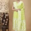 Ikkat Greenish Beige Muga Cotton Unstitched Jamdani Suit Set