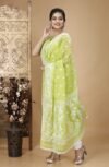 Ikkat Greenish Beige Muga Cotton Unstitched Jamdani Suit Set