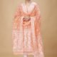 Ikkat Orange Salmon Muga Cotton Unstitched Jamdani Suit Set