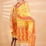 Ikkat Pale Gold Muga Cotton Unstitched Jamdani Suit Set