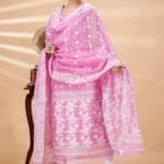 Ikkat Persian Pink Muga Cotton Unstitched Jamdani Suit Set