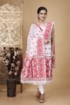 Ikkat White Muga Cotton Unstitched Jamdani Suit Set